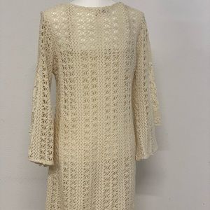 Knit crochet cream dress